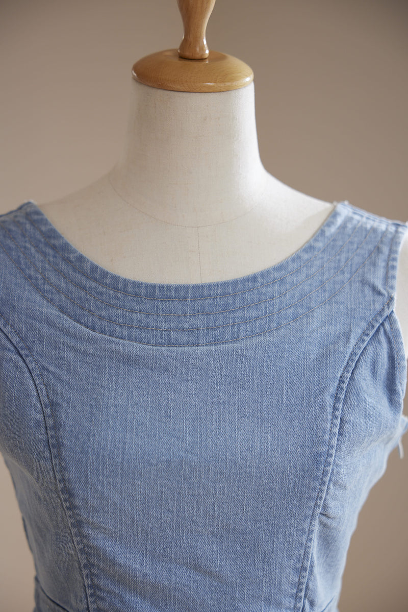 Sleeveless Denim Stitch Dress