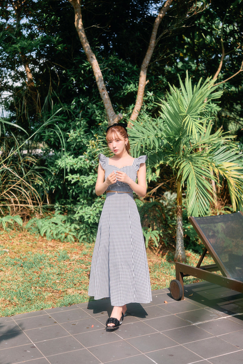 Checkered Top & Skirt Set