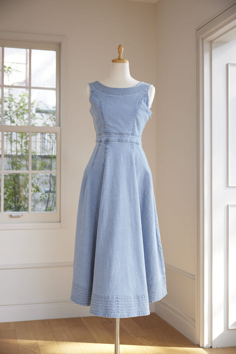 Sleeveless Denim Stitch Dress
