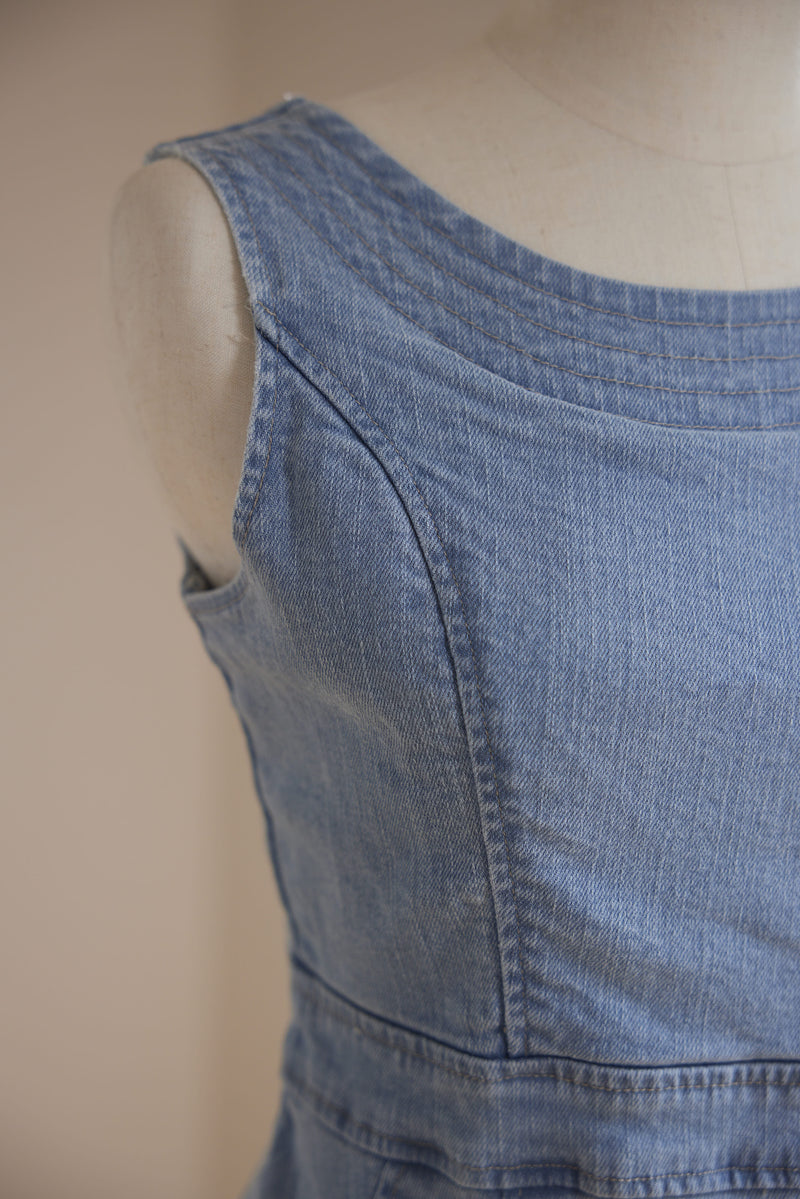 Sleeveless Denim Stitch Dress