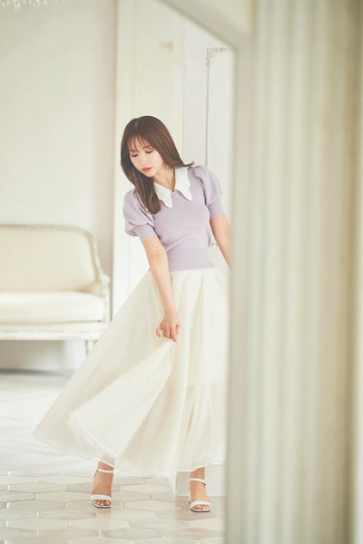Scalloped Collar Knit Top