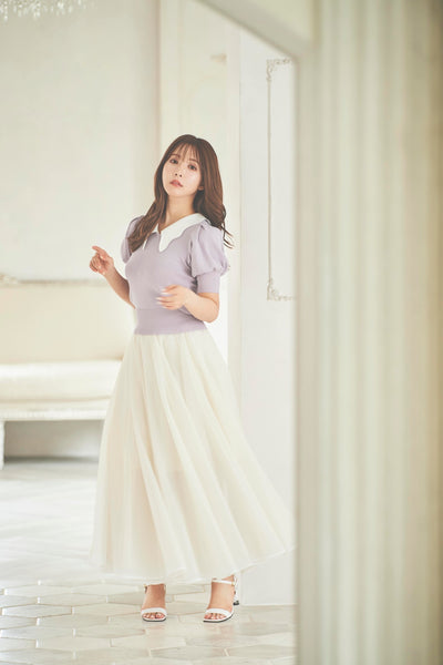 Scalloped Collar Knit Top
