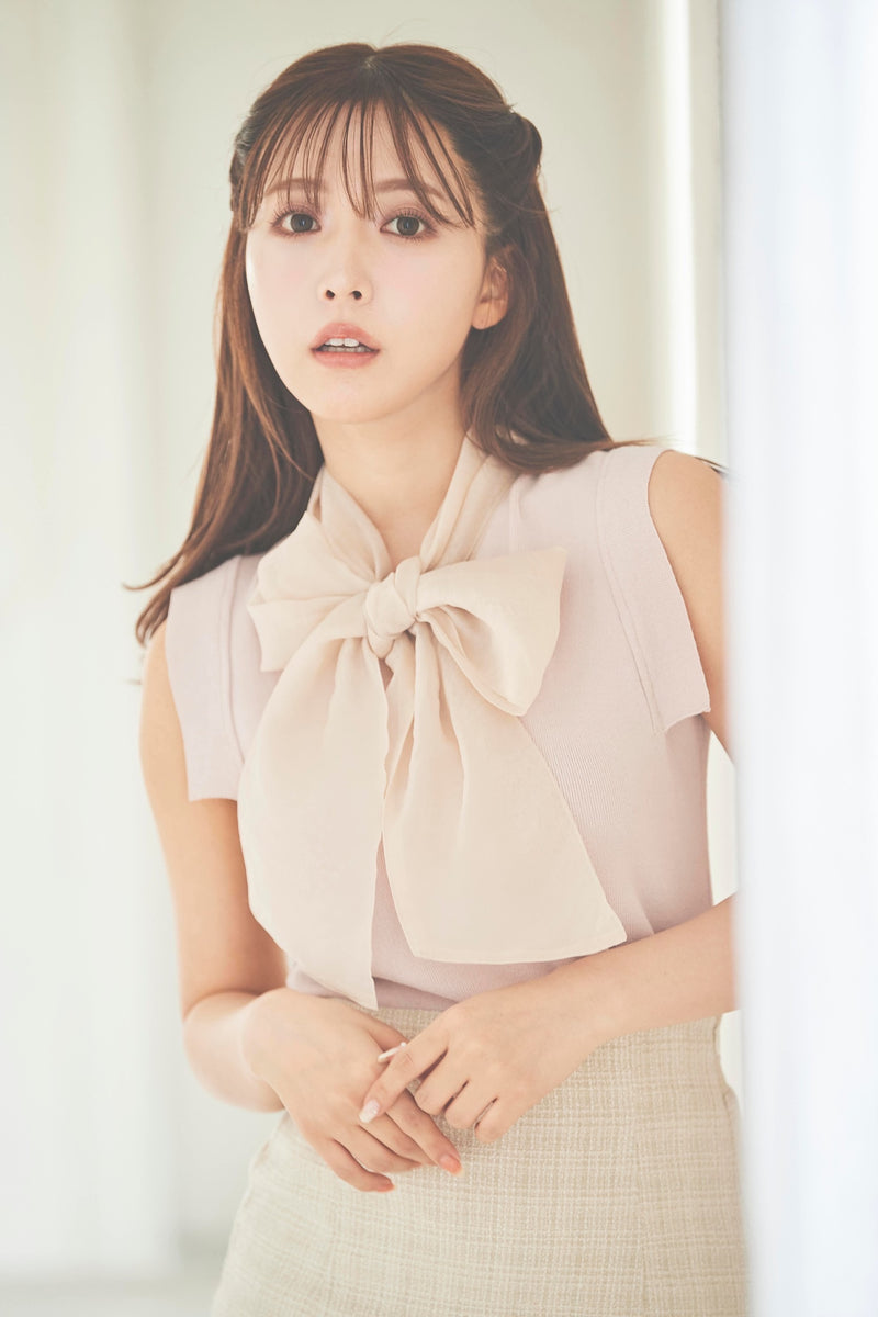 Soft Organdy Ribbon Knit Top
