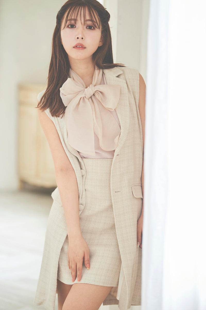 Soft Organdy Ribbon Knit Top