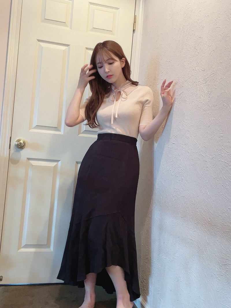 See-Through Neck Knit Top