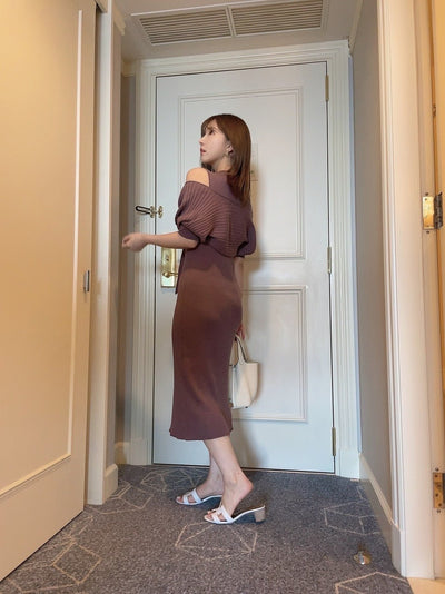 3way Rib Knit Bolero & Sleeveless Dress