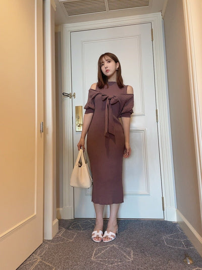 3way Rib Knit Bolero & Sleeveless Dress