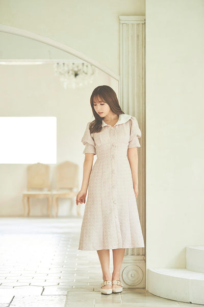Puff Sleeve Tweed Mermaid Dress