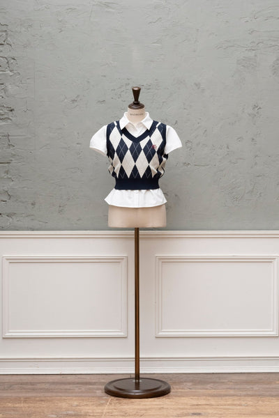 Argyle Knit Best & Shirt Set
