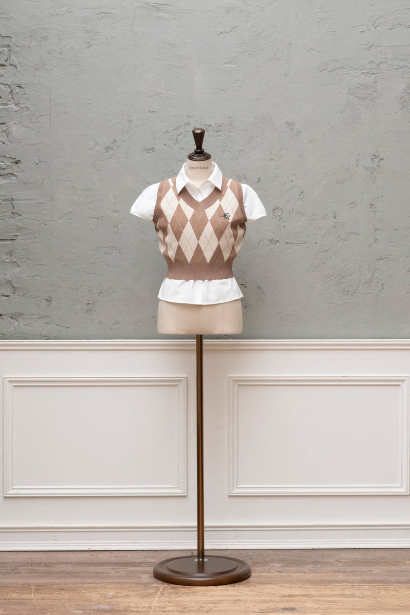 Argyle Knit Best & Shirt Set