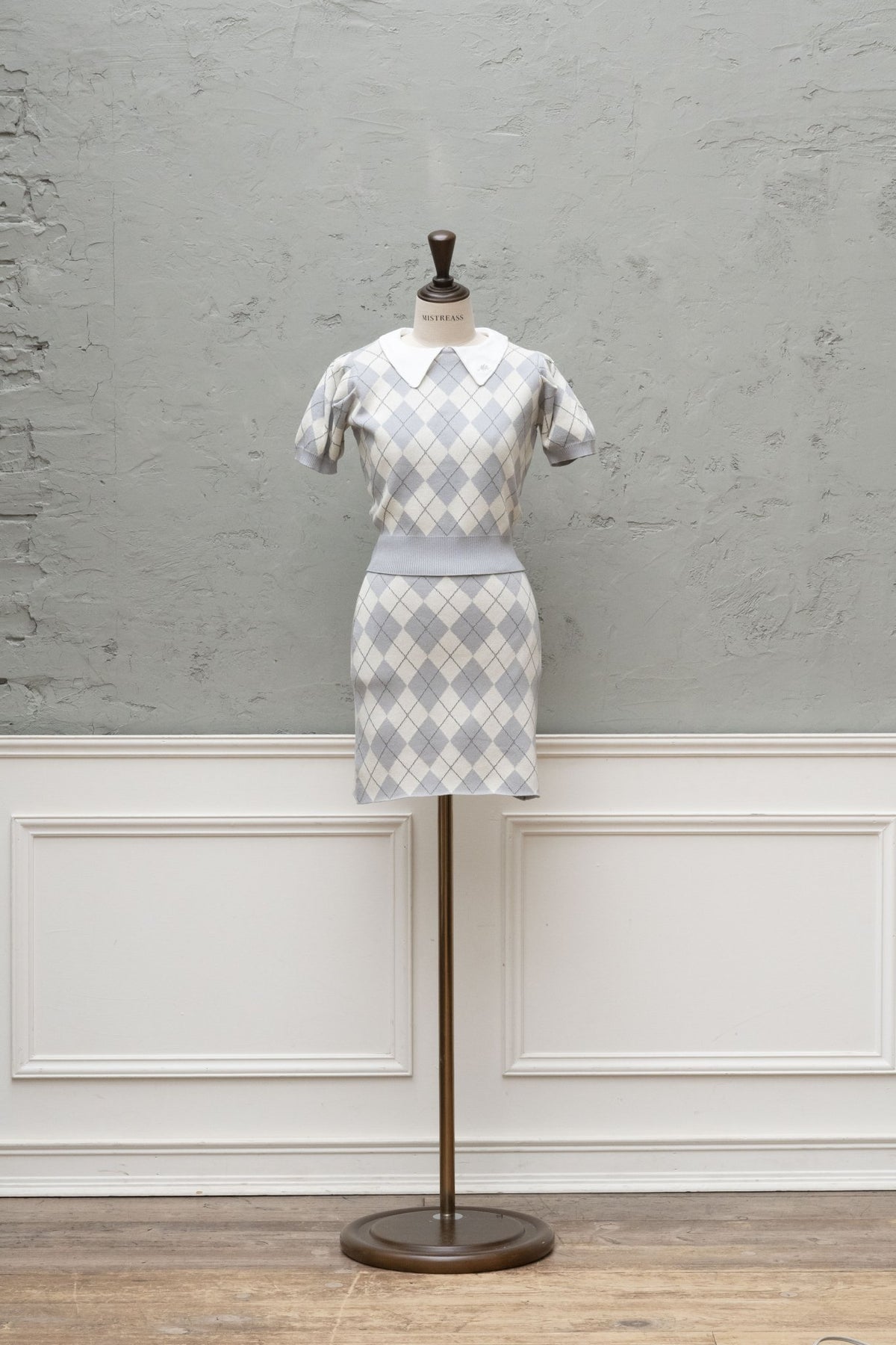 Argyle Knit Top Skirt Set MISTREASS argyle-knit-top-skirt-set-mistreass