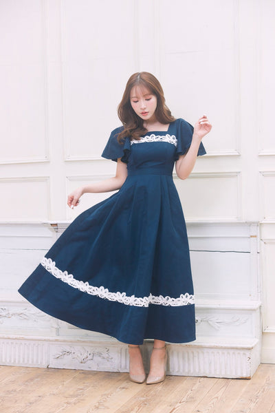 ♡MISTREASS Bicolor Ruffle Pleated Dress♡ - ロングワンピース