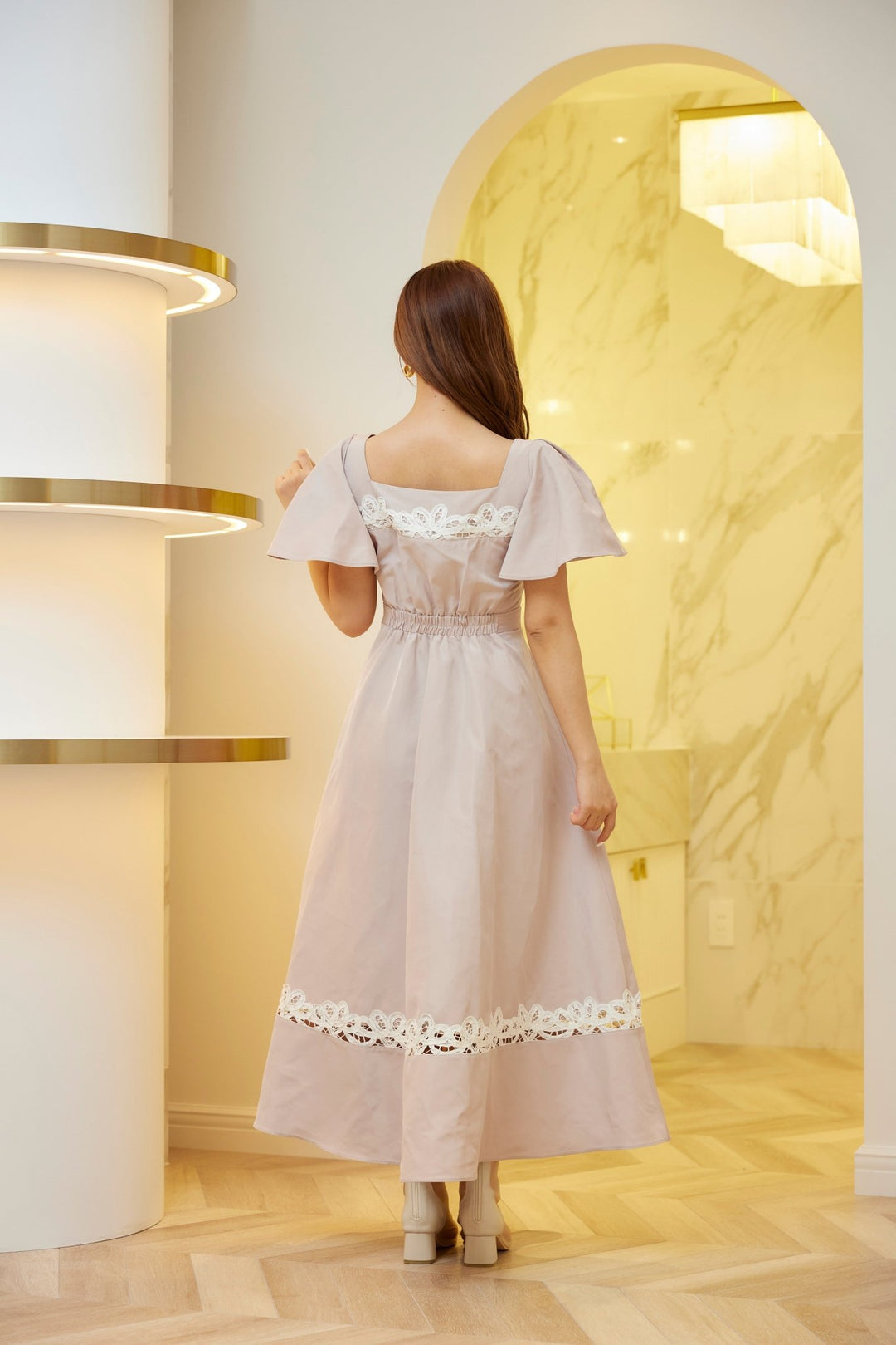 ミストレアス Batten Lace F&F Taffeta Dress｜ワンピース