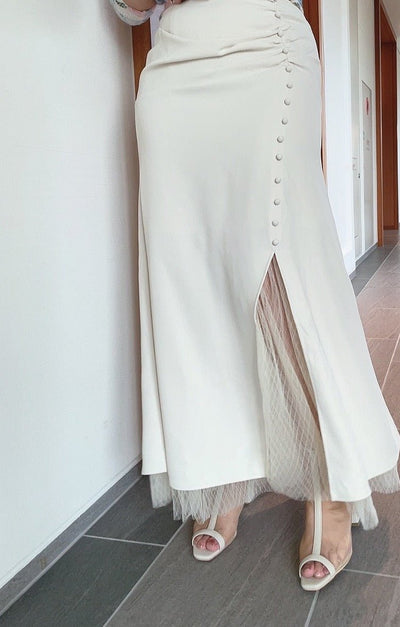 Slit Mermaid Drape Skirt