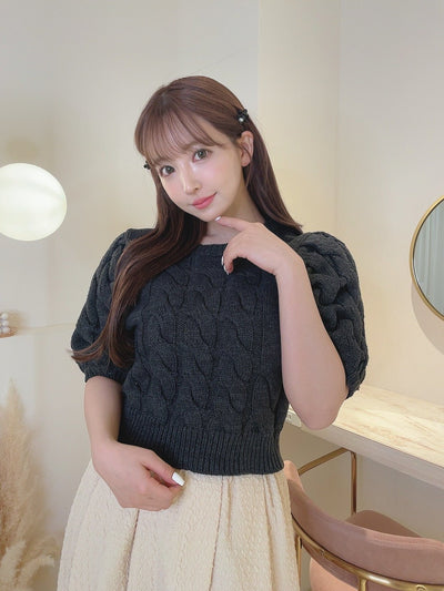 Cable Stitch Compact Knit Top