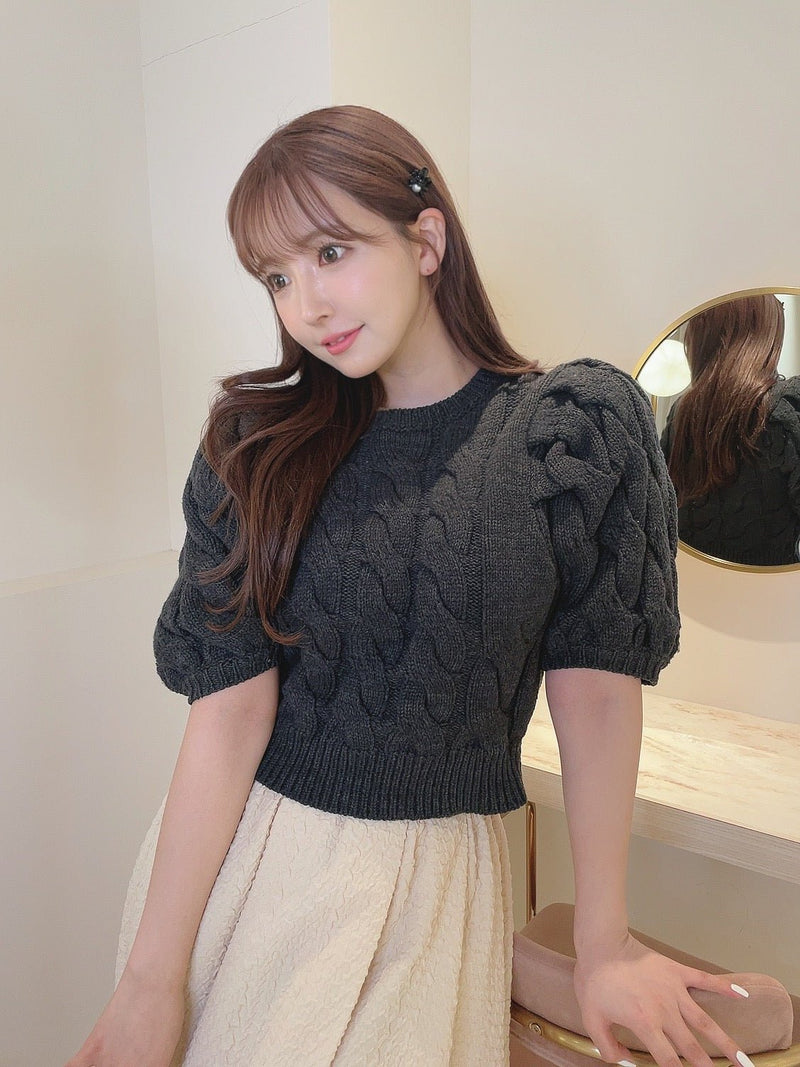 Cable Stitch Compact Knit Top