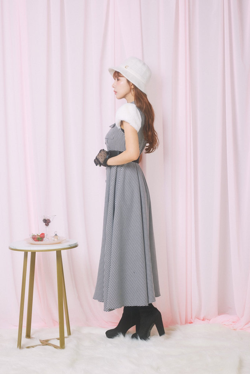 Belt Set Houndstooth shirt Dress