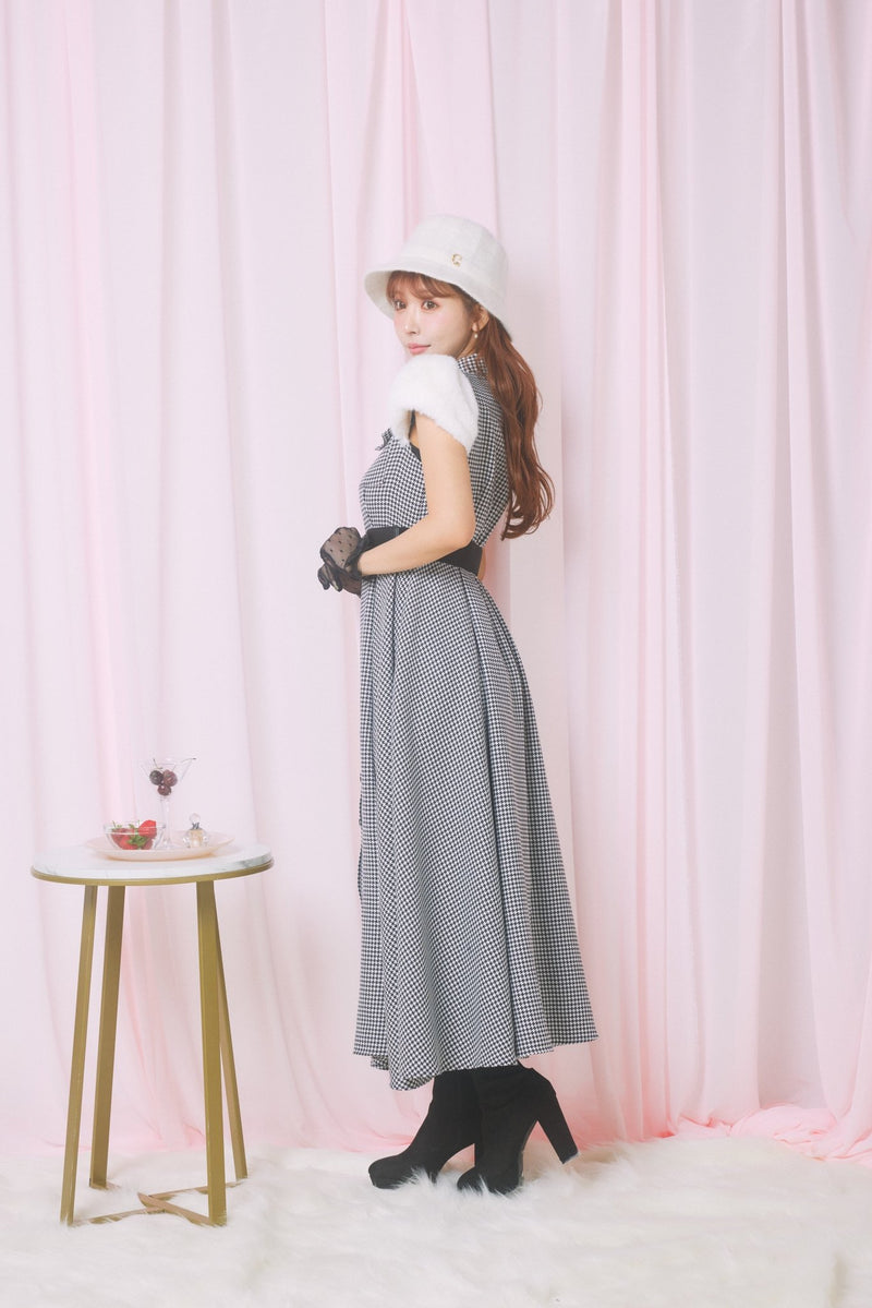 Belt Set Houndstooth shirt Dress