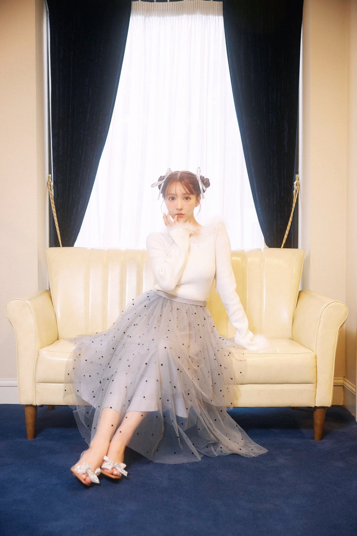 Dot Pattern Tulle Tiered Skirt - MISTREASS