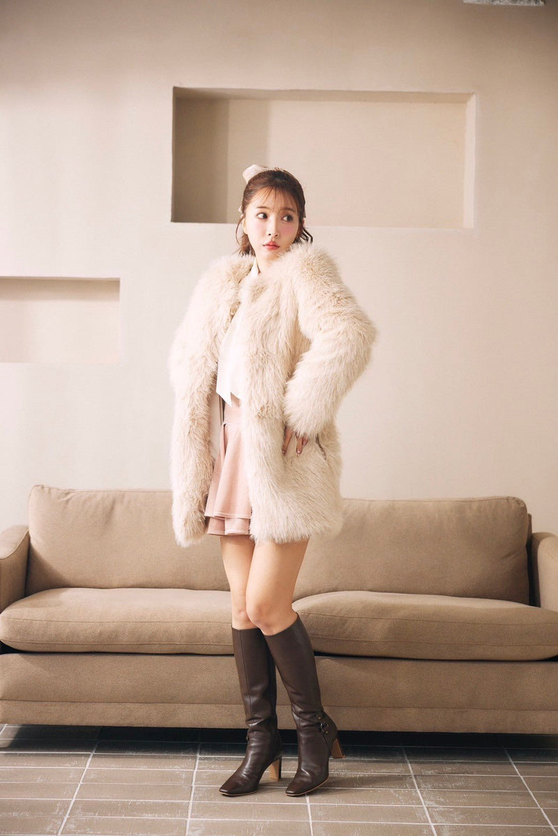 Eco-Fur Collarless Coat - MISTREASS