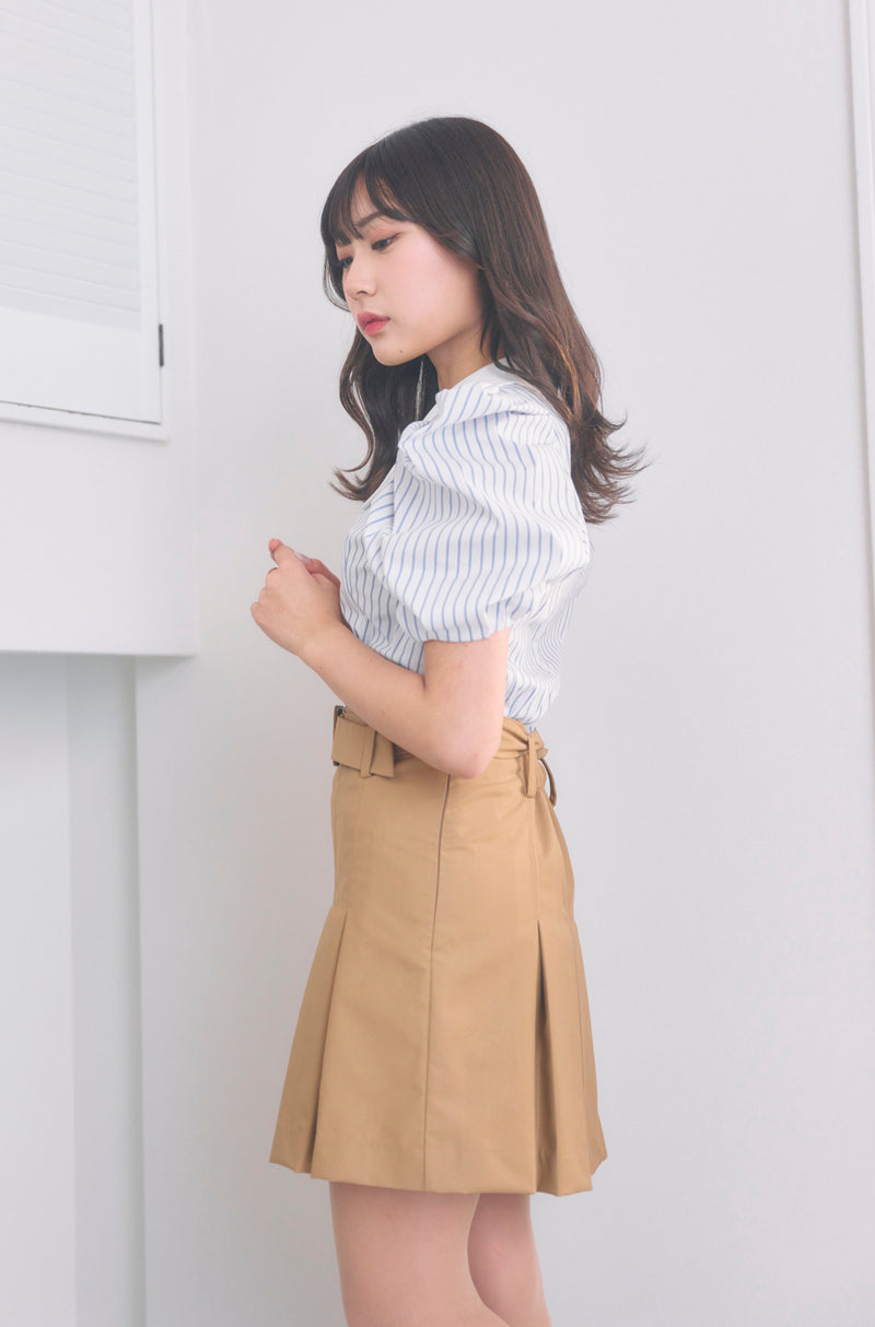 Scalloped Collar Stripe Blouse