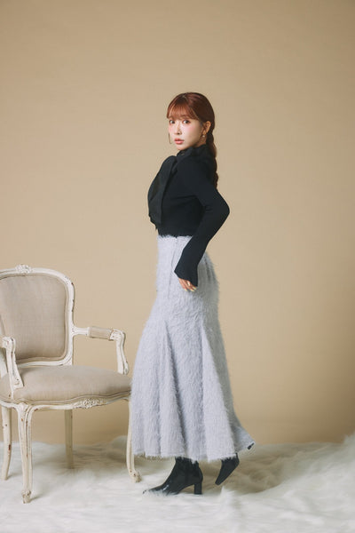Flare Sleeve Ribbon Knit Top