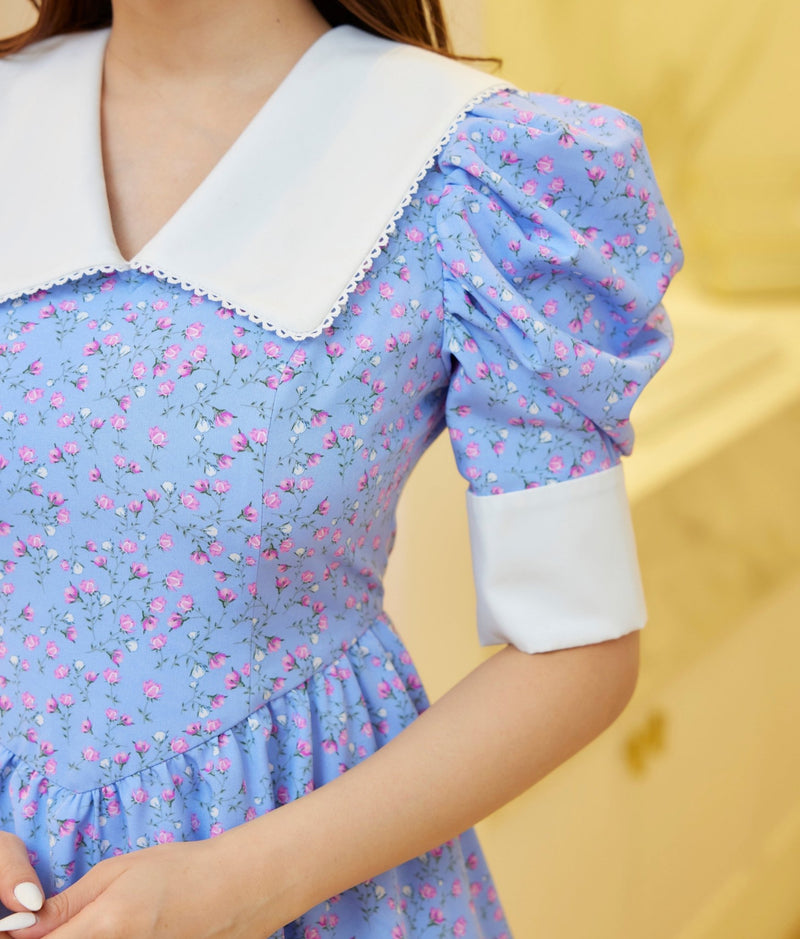 Floral Power Shoulder Mini Dress