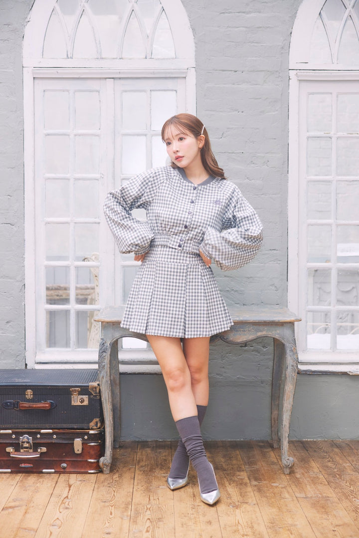 ミストレアス チェックコート Gingham Check Blouson & Skirt Set - MISTREASS