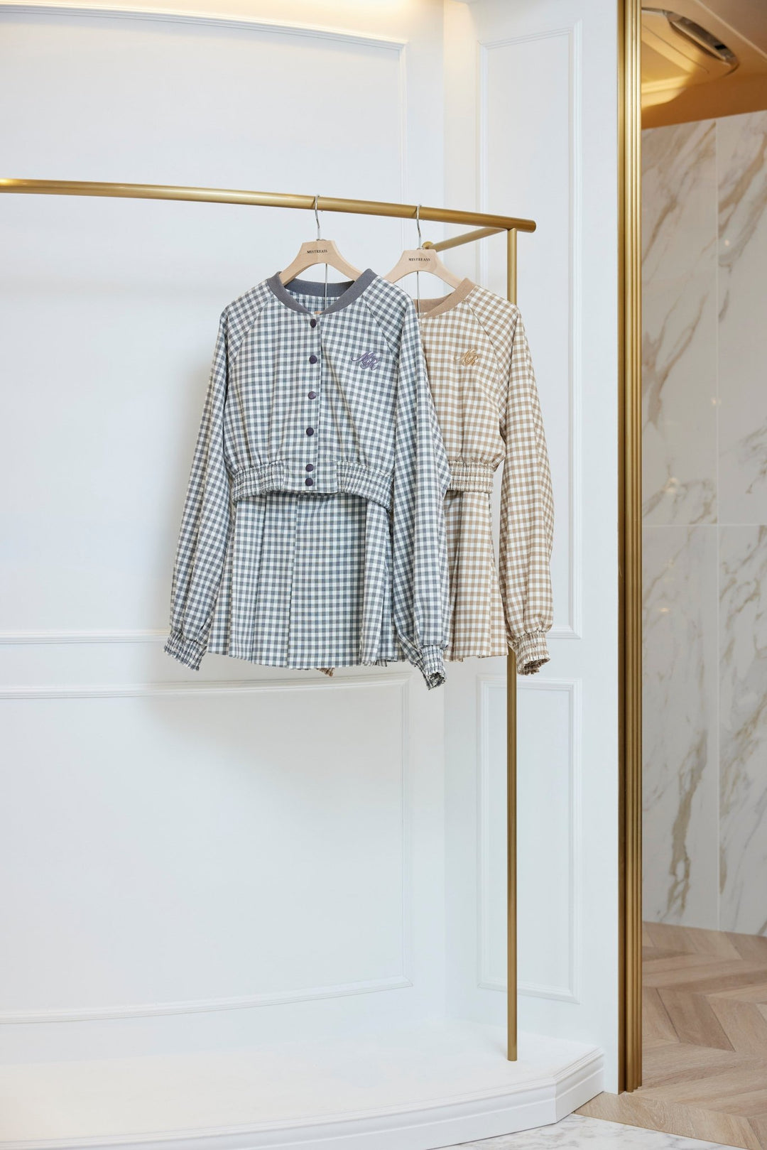 Gingham Check Blouson & Skirt Set - MISTREASS