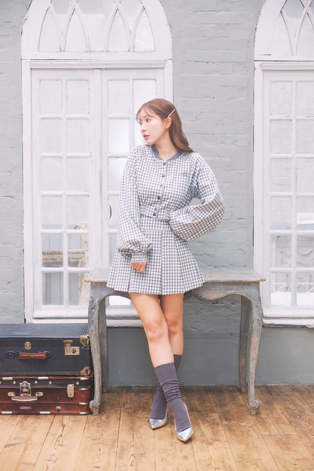 Gingham Check Blouson & Skirt Set - MISTREASS