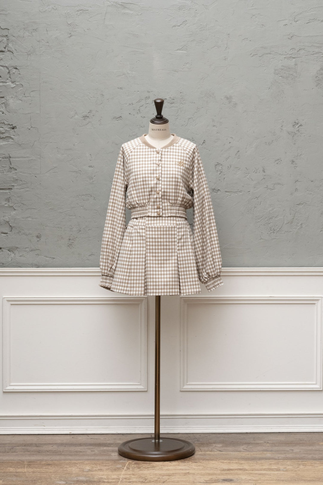 Gingham Check Blouson & Skirt Set - MISTREASS