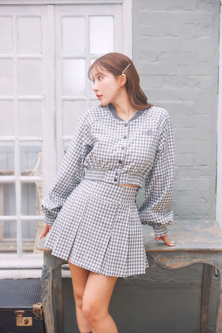 Gingham Check Blouson & Skirt Set - MISTREASS
