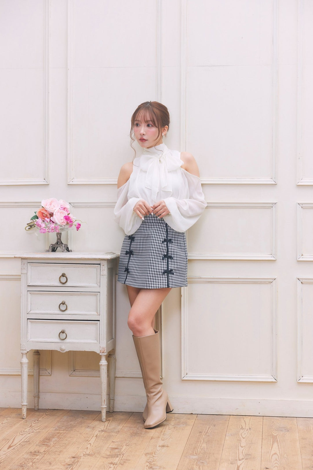 Gingham Check Ribbon Mini Skirt - MISTREASS