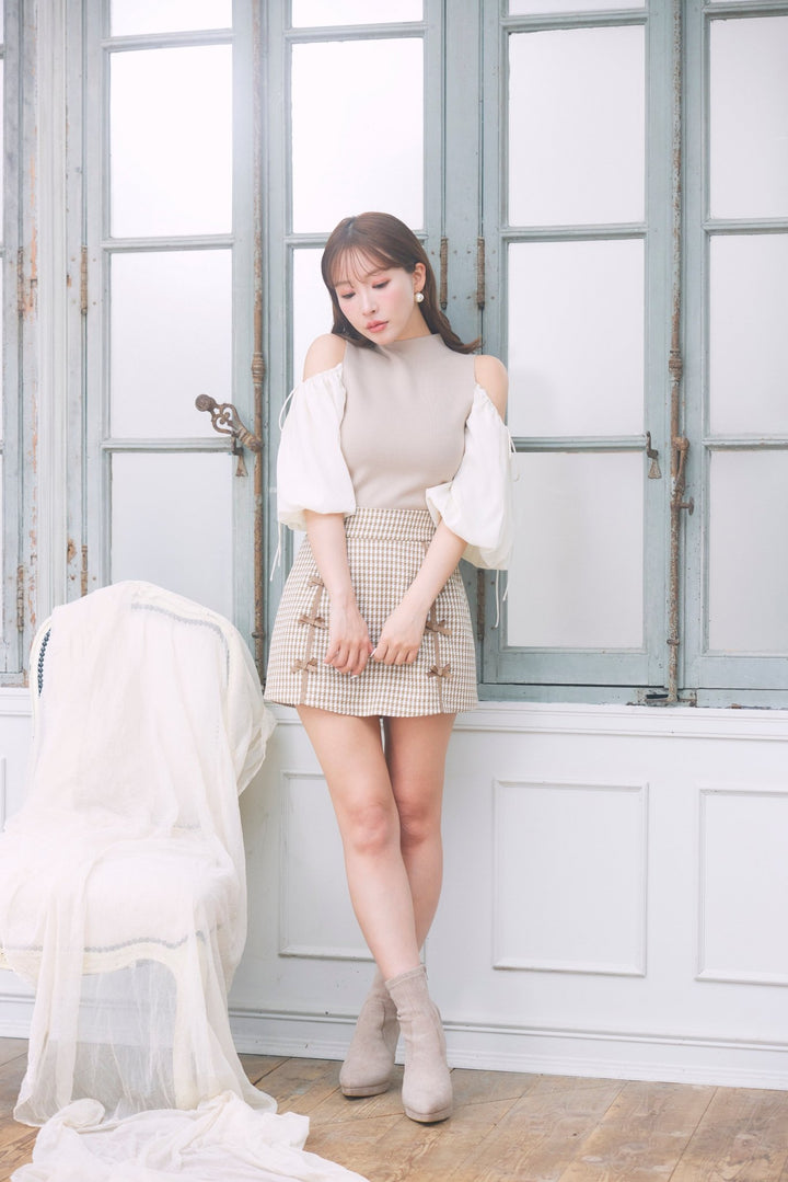 Gingham Check Ribbon Mini Skirt - MISTREASS