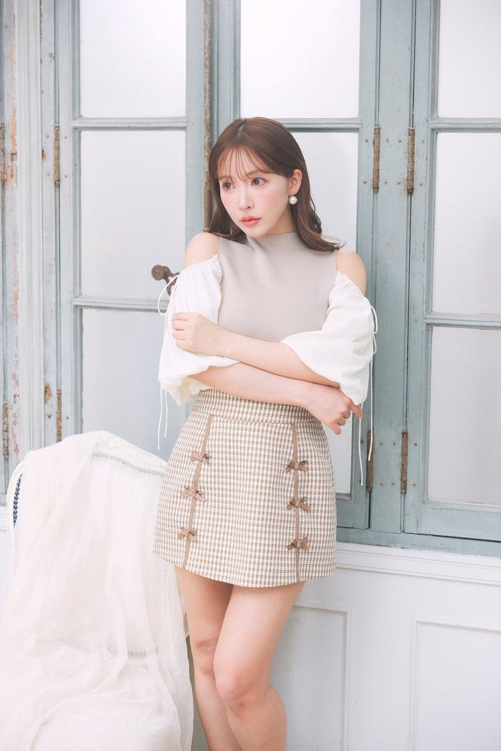 Gingham Check Ribbon Mini Skirt - MISTREASS