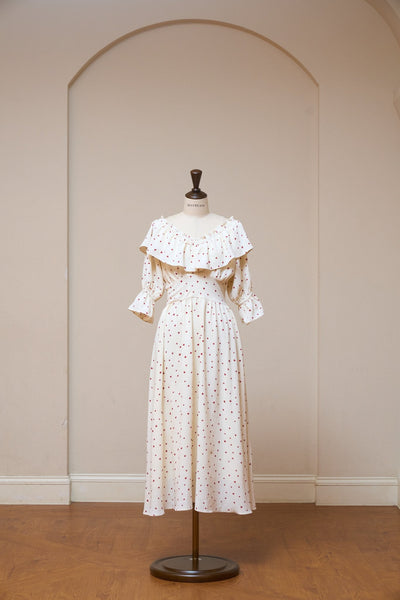 Heart Pattern Off Shoulder Frill Dress
