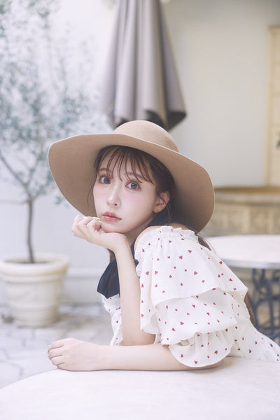 Heart Pattern Off Shoulder Frill Dress