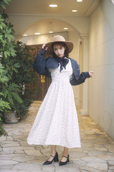 Heart Pattern Off Shoulder Frill Dress