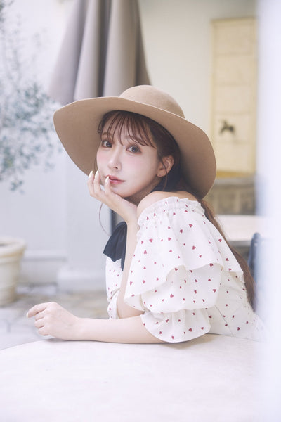 Heart Pattern Off Shoulder Frill Dress