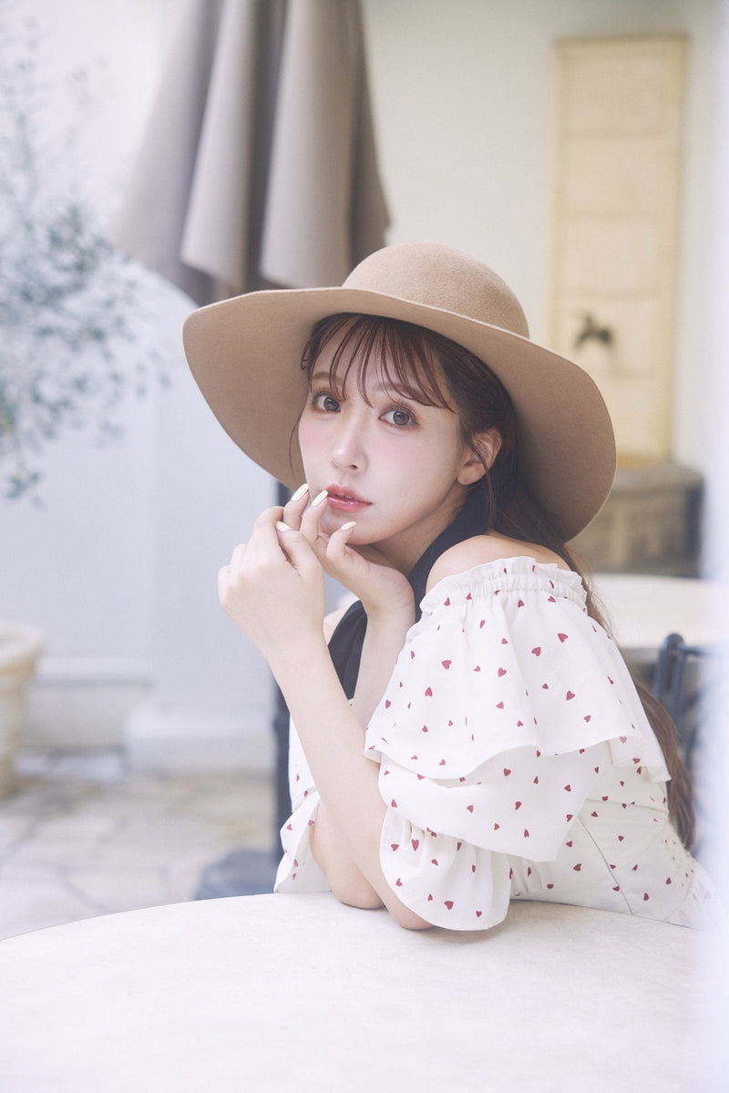 Heart Pattern Off Shoulder Frill Dress