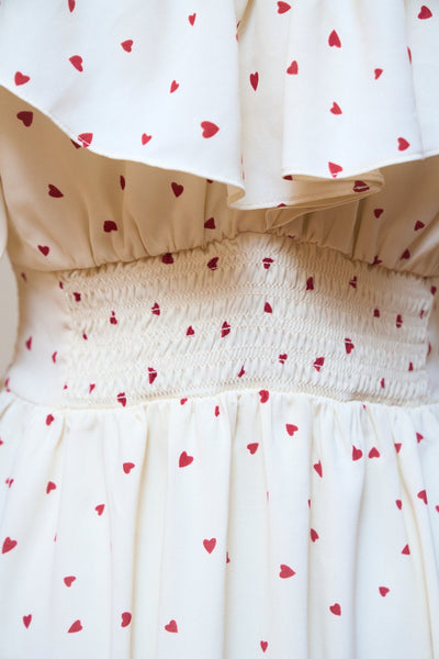 Heart Pattern Off Shoulder Frill Dress
