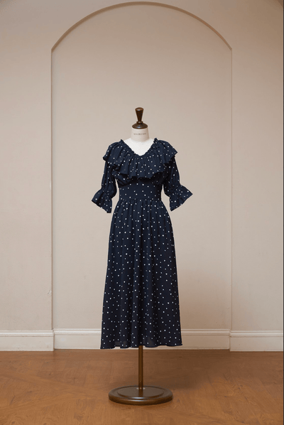 Heart Pattern Off Shoulder Frill Dress