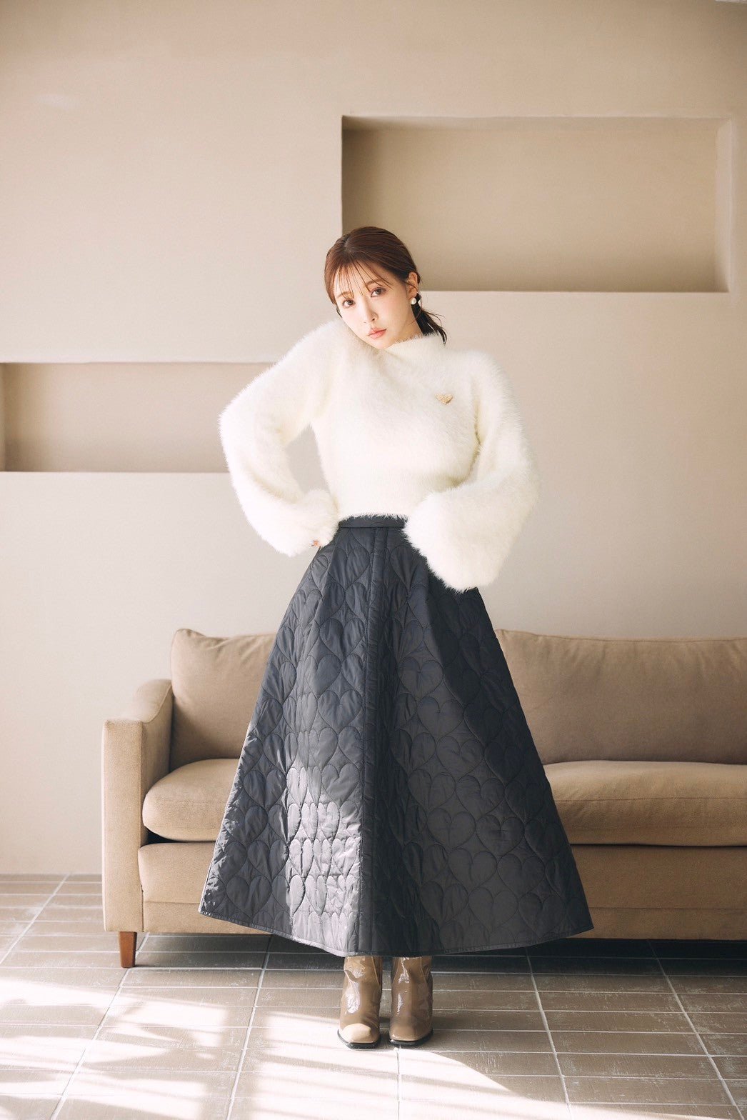 Ameri（アメリ）の「MEDI MALAGA PLENTIFUL FLARED SKIRT