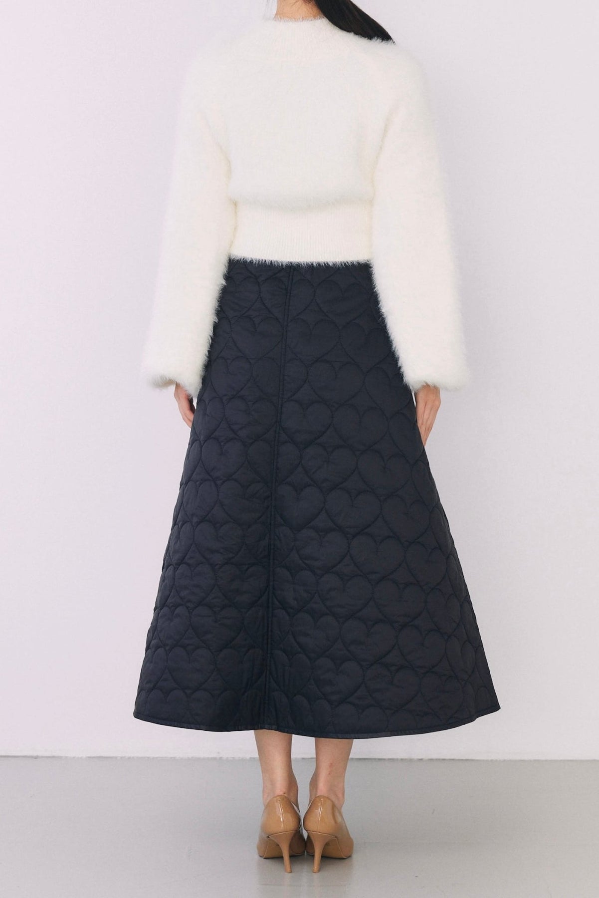 Heart Pattern Quilted Flare Skirt - MISTREASS