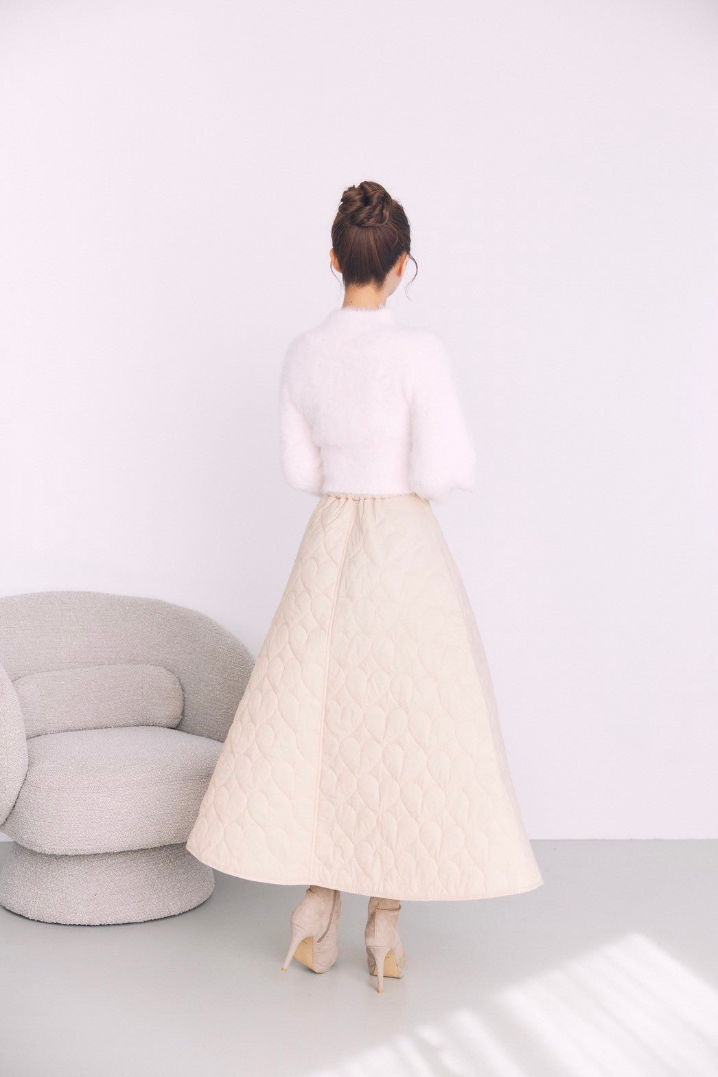 ミストレアスHeart Pattern Quilted Flare Skirt