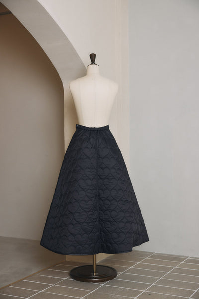 Heart Pattern Quilted Flare Skirt