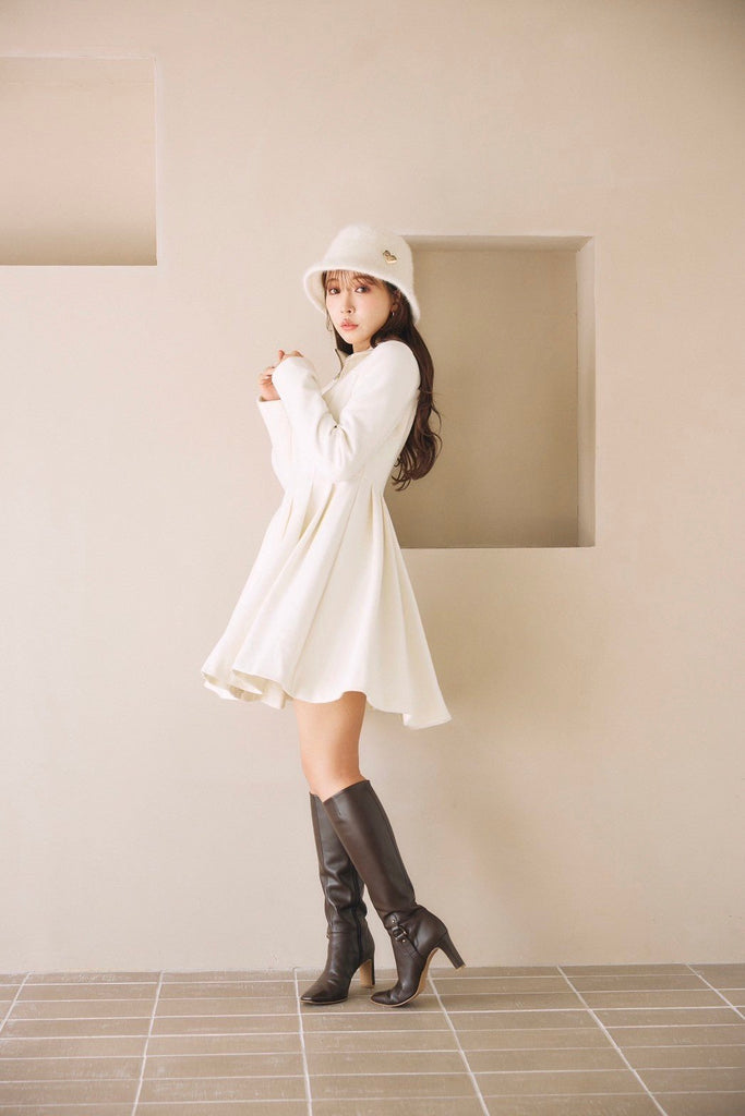 High Neck F&F Wool Coat Dress - MISTREASS