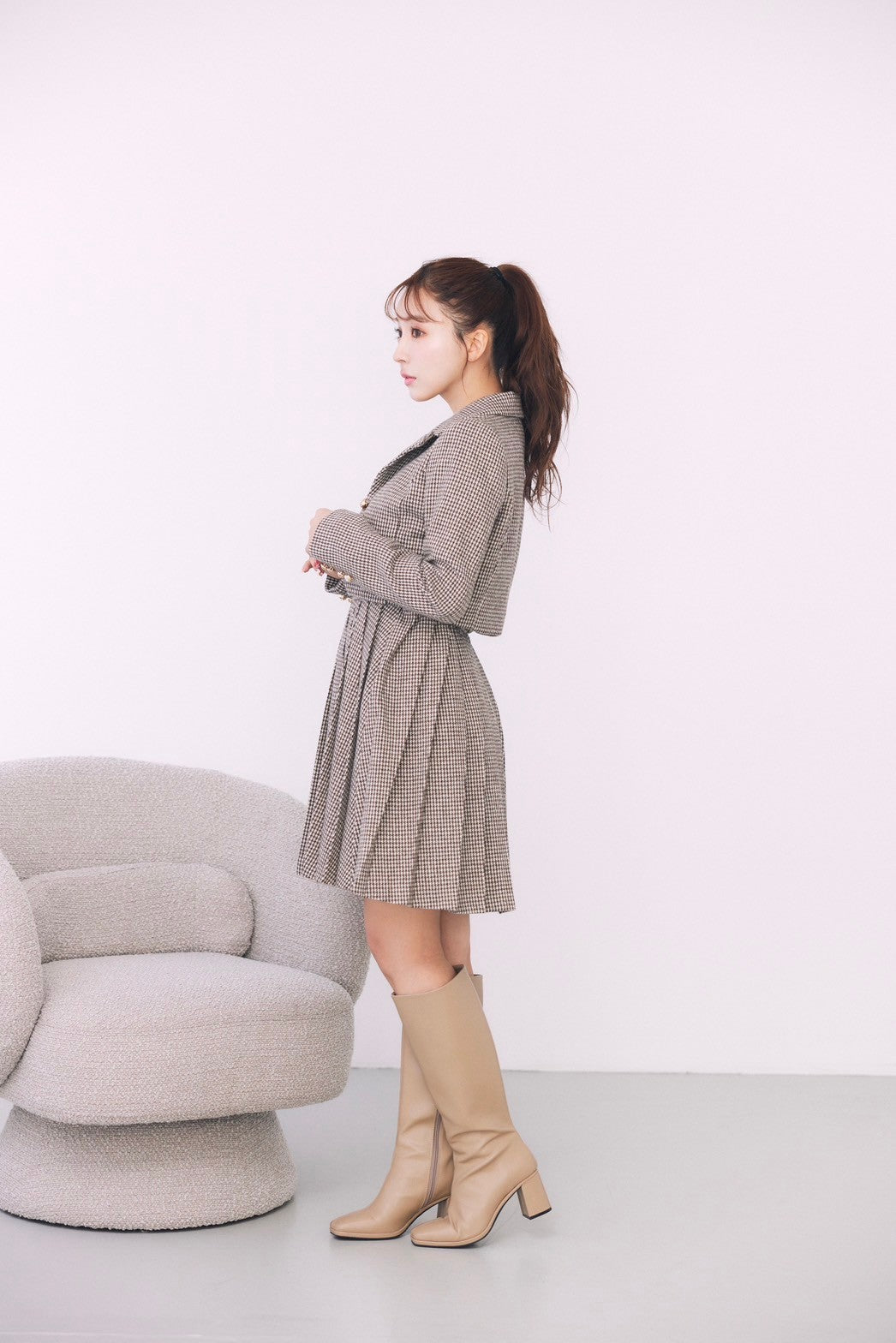 Houndstooth Jacket & Pleated Dress - MISTREASS 