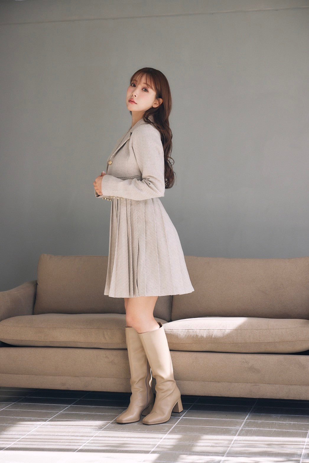 Houndstooth Jacket & Pleated Dress - MISTREASS 