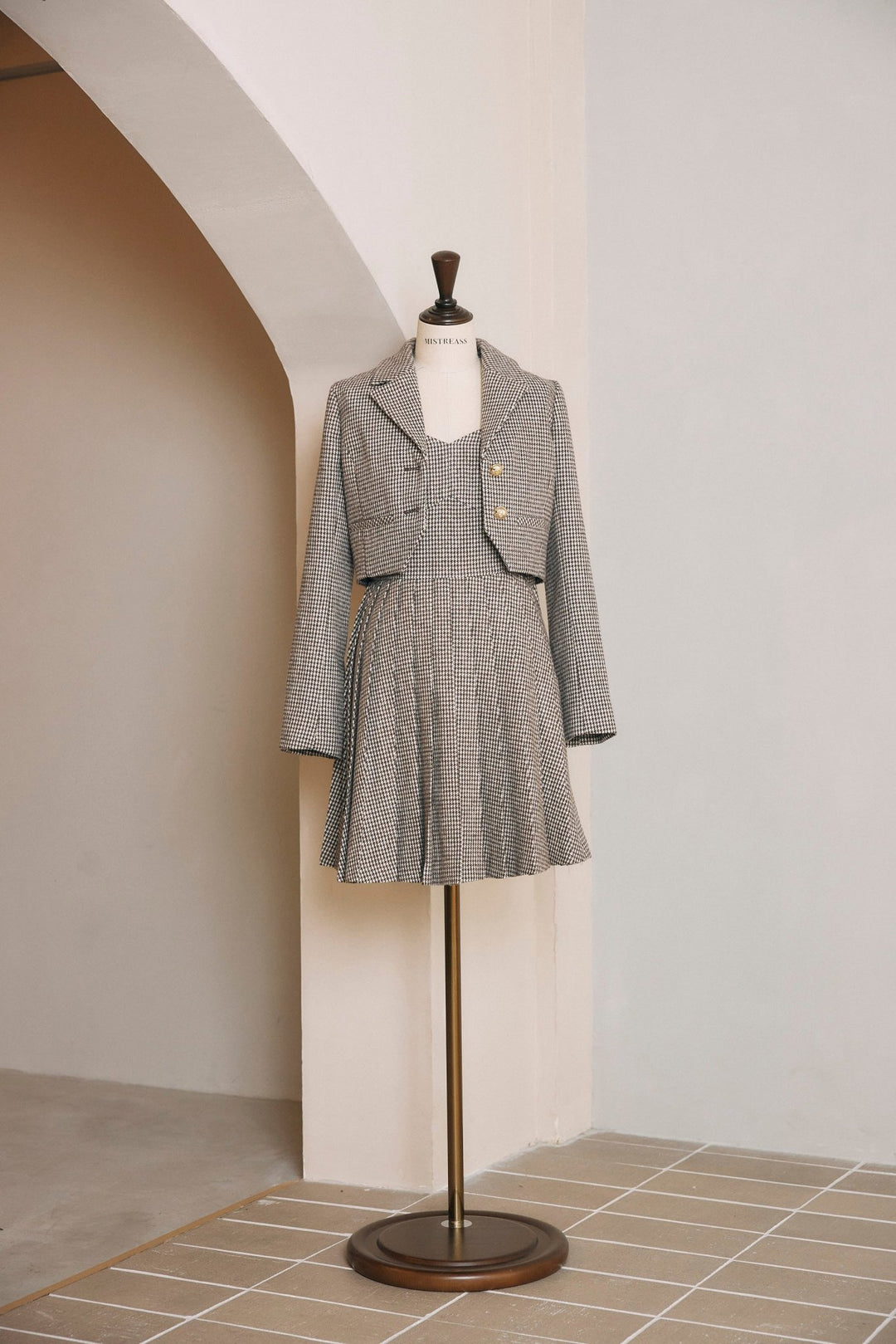 Houndstooth Jacket & Pleated Dress - MISTREASS 